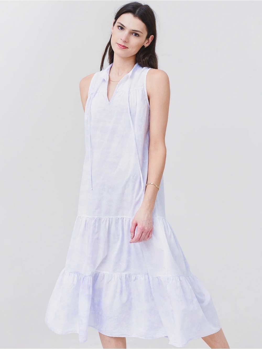 STARK X Sleeveless Lavender Tiered layered Midi Dress - Women